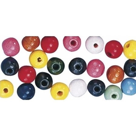 39x Colored wooden beads with big hole 10 mm