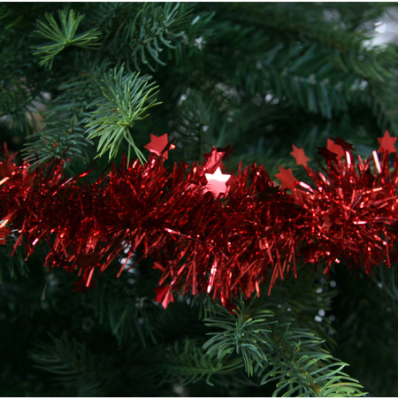 3x Feestversiering folie slingers sterretjes kerst rood 10 x 270 cm kunststof/plastic kerstversiering