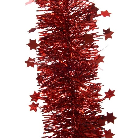 3x Feestversiering folie slingers sterretjes kerst rood 10 x 270 cm kunststof/plastic kerstversiering
