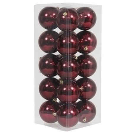 40x Bordeaux rode kerstballen 8 cm glanzende kunststof/plastic kerstversiering