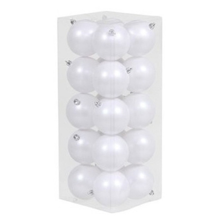 40x Witte kerstballen 8 cm matte kunststof/plastic kerstversiering
