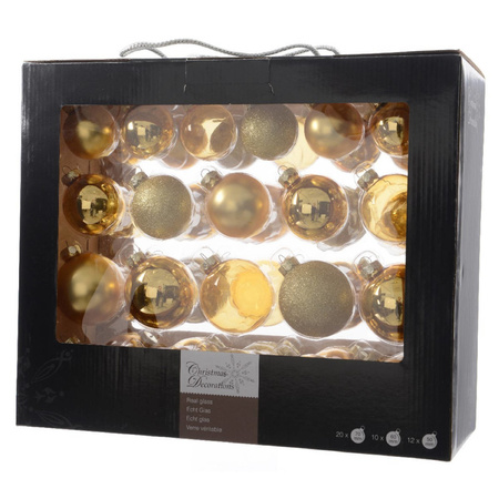 42x Gouden kerstballen 5-6-7 cm glanzende/matte glas kerstversiering