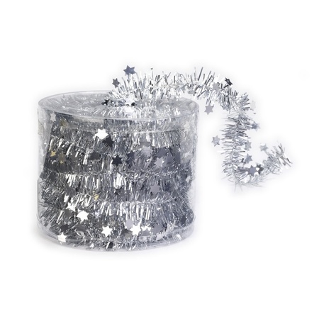 4x Feestversiering folie slingers zilver dun 700 cm kunststof/plastic kerstversiering