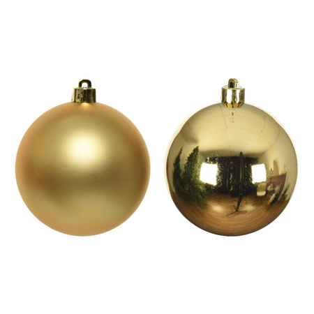 4x Gouden kerstballen 10 cm glanzende/matte kunststof/plastic kerstversiering