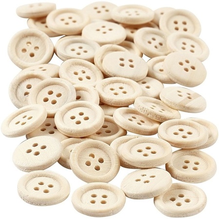50 pieces wooden buttons 15 mm