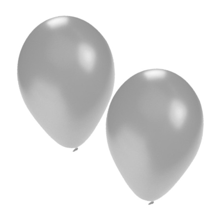 50x stuks Zilveren verjaardag feest ballonnen
