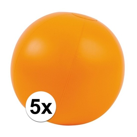 5x Orange inflatable beach ball 30 cm
