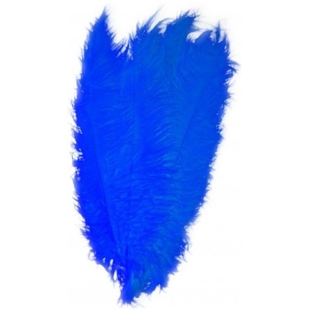 5x Blauwe pietenveren voor baret/muts 50 cm