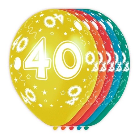 5x stuks verjaardag 40 jaar helium ballonnen 30 cm