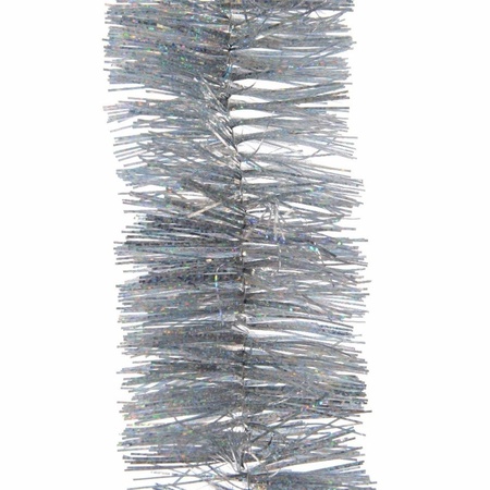 5x Feestversiering folie slingers glitter zilver 7,5 x 270 cm kunststof/plastic kerstversiering