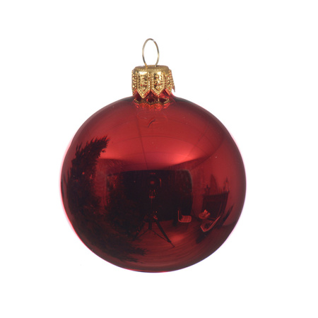 6x Kerst rode kerstballen 6 cm glanzende glas kerstversiering