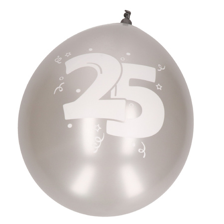 8x stuks 25 jaar ballonnen zilver