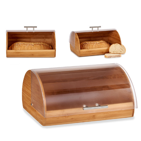 Bamboo wooden bread bin with lid 38 x 24 x 19 cm