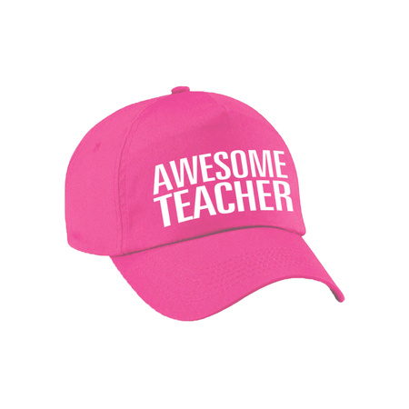 Awesome teacher cap pink for men and women