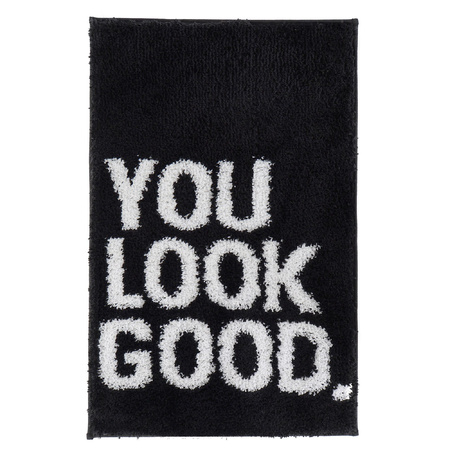 Badmat/badkamerkleed You Look Good zwart 80 x 50 cm rechthoekig