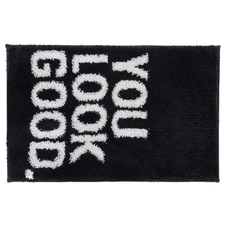 Badmat/badkamerkleed You Look Good zwart 80 x 50 cm rechthoekig