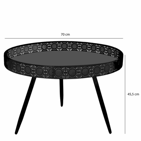 Side table Lagune round metal black 70 x 45.5 cm
