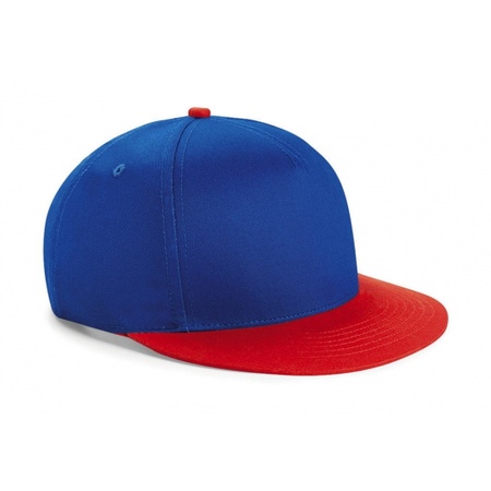 Blauw/rode retro baseball cap voor kinderen