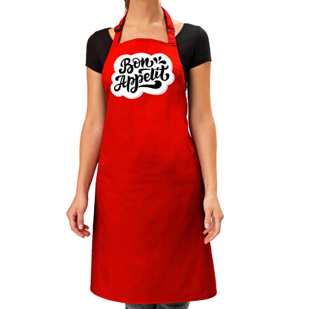 Bon appetit bbq kitchen apron red for women