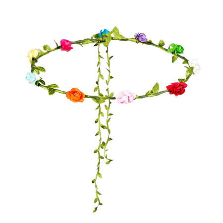 Carnaval/festival hippie flower power hoofdband met gekleurde bloemen