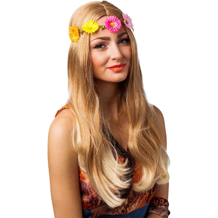 Carnaval/festival hippie headband with coloured flowers