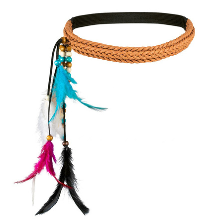 Carnaval/festival hippie headband with coloured feathers