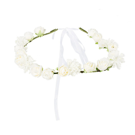 Carnaval/festival hippie headband with white flowers