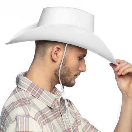 Carnaval verkleed Cowboy hoed Billy Boy - wit - volwassenen - Western thema