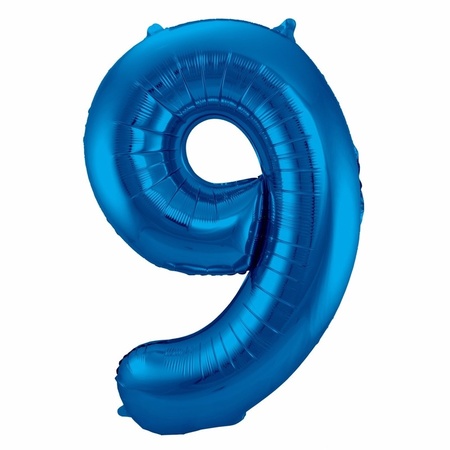 Blauwe folie ballonnen 9 jaar