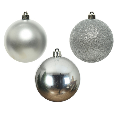 Zilveren kerstversiering kerstballen 34x