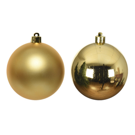 6x Gouden kerstballen 8 cm glanzende/matte kunststof/plastic kerstversiering