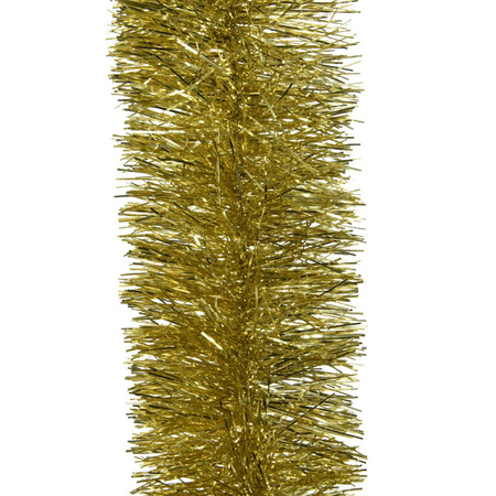 1x Feestversiering folie slingers goud 10 cm breed x 270 cm kunststof/plastic kerstversiering