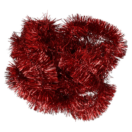 1x Feestversiering folie slingers kerst rood 270 cm kunststof/plastic kerstversiering