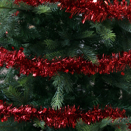 1x Feestversiering folie slingers sterretjes kerst rood 10 x 270 cm kunststof/plastic kerstversiering