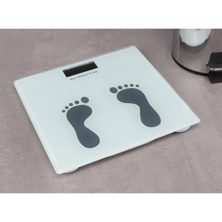Digitale personenweegschaal van glas met voetenprint