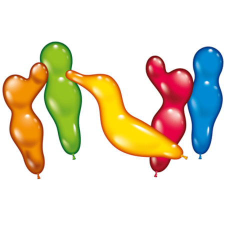 12x Multikleuren ballonnen figuren
