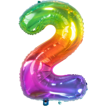 Foil balloon number 2 in multi-color 86 cm