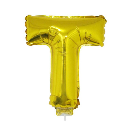Opblaasbare letter ballon T goud