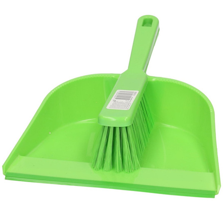Green dustpan and can of plastic 23 cm