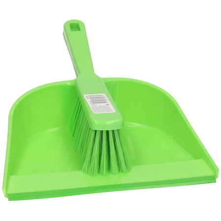 Green dustpan and can of plastic 23 cm