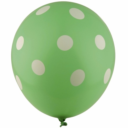 Groene feest ballonnen met witte stippen 30 cm 5st