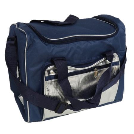 Large cooler bag shoulder bag blue/silver 36 x 22 x 30 cm 21 liters