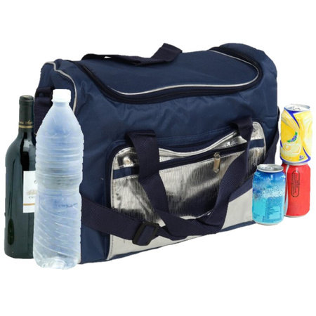 Large cooler bag shoulder bag blue/silver 36 x 22 x 30 cm 21 liters