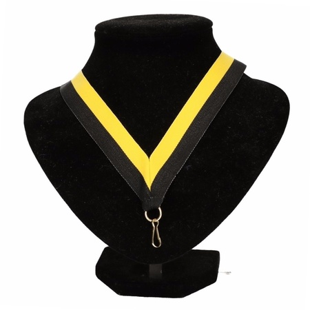 Black/yellow ribbon for a medal