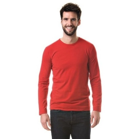 Heren shirt rood long sleeve stretch