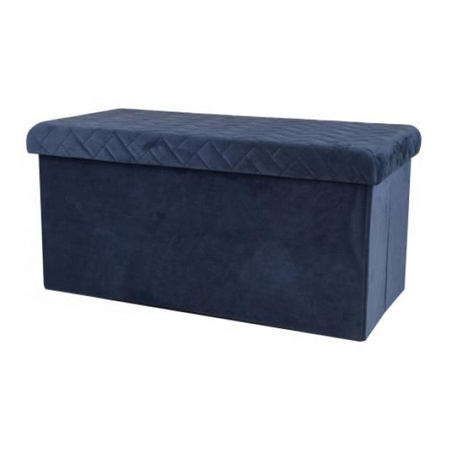 Hocker bank - poef XXL - opbergbox - donkerblauw - polyester/mdf - 76 x 38 x 38 cm - opvouwbaar