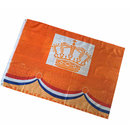 Holland/oranje gevelvlag met kroon 100 x 150 cm