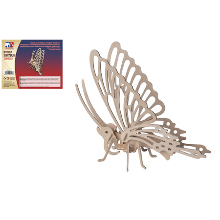 Houten 3D puzzel vlinder 23 cm