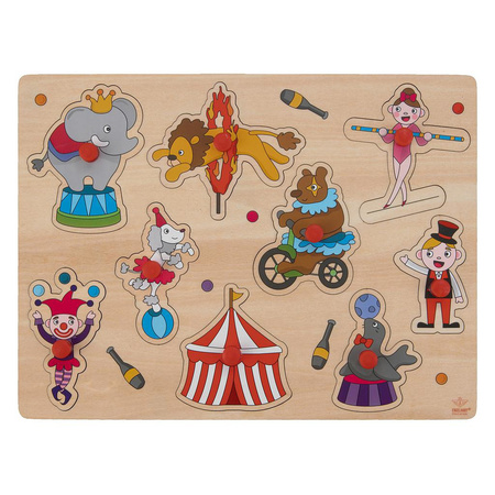 Houten knopjes/noppen speelgoed puzzel circus thema 30 x 22 cm