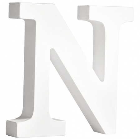 middag Vierde borst Witte houten letter N - Partyshopper Hobby Cijfers en letters winkel